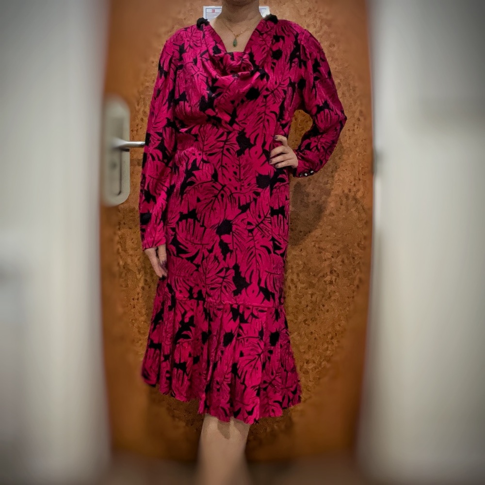 Vintage 1980s Golden Girls Long Sleeve Floral Dress